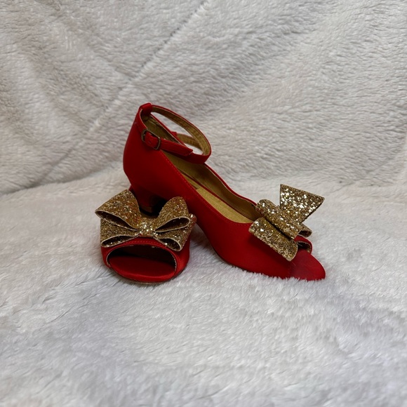 JoyFolie Kids size 2 Valeria short heels in red and gold - Picture 3 of 6